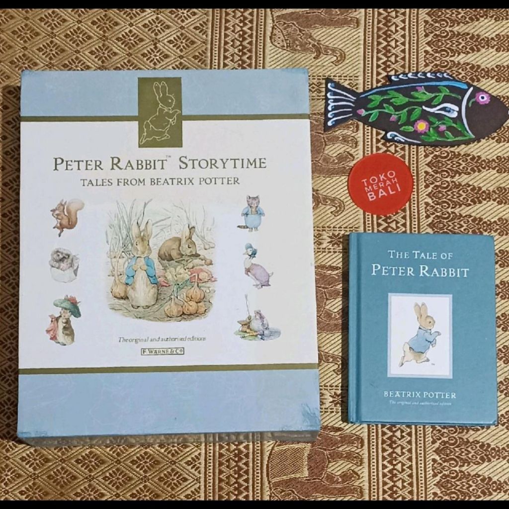 Buku Beatrix Potter 4 buku 19 dongeng Peter Rabbit, Jeremy Fischer, Two Bad Mice, Timmy Tiptoes, Ben