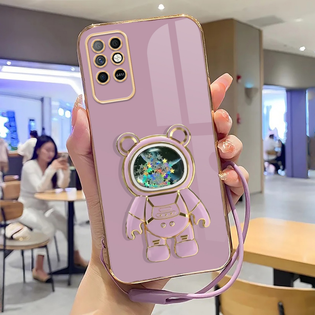 Case Infinix Note 8 Softcase Stand Holder Mirror Silicone Luxury Plating