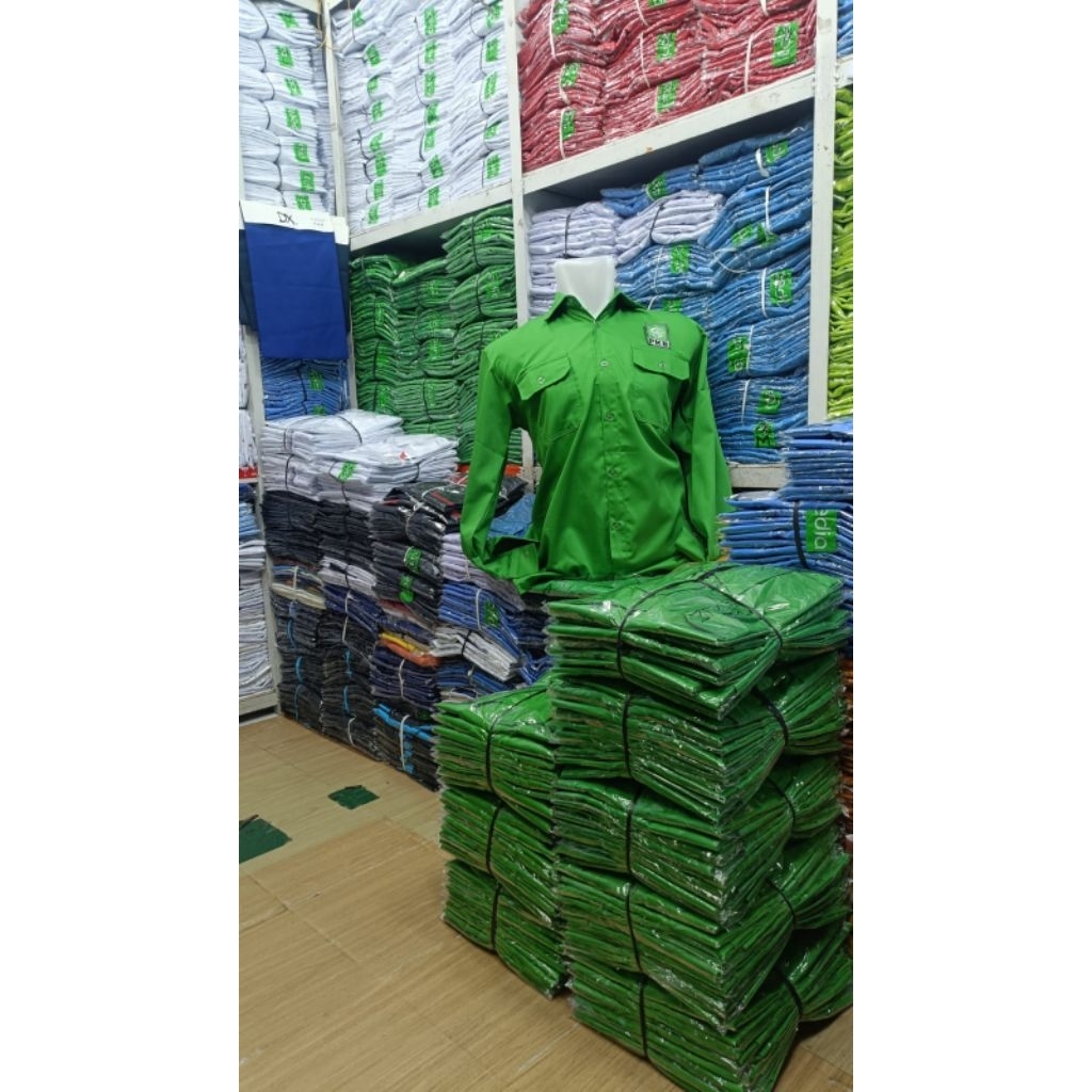 kemeja pria dan wanita Jakarta, kemeja panjang hijau PKB (Logo bordir)