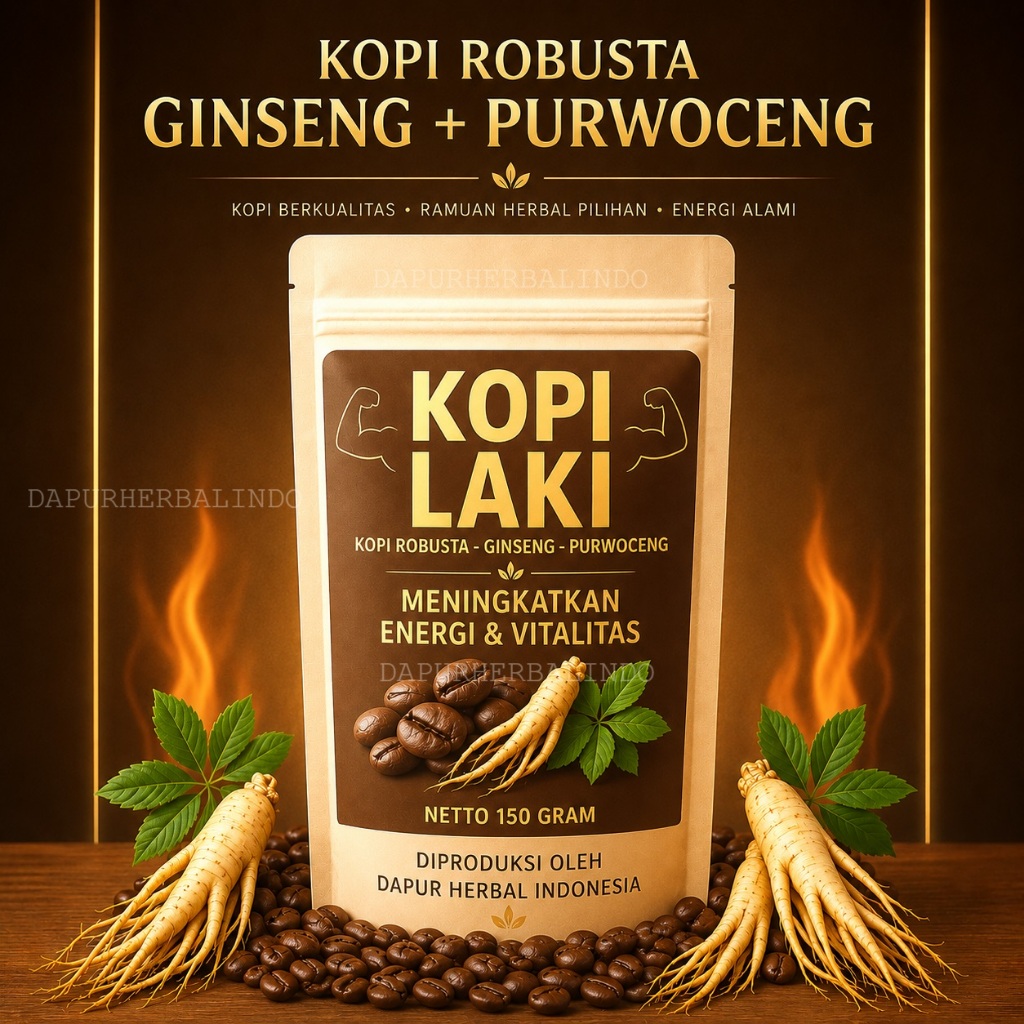 KOPI LAKI - PERPADUAN KOPI ROBUSTA & GINSENG DAN PURWOCENG