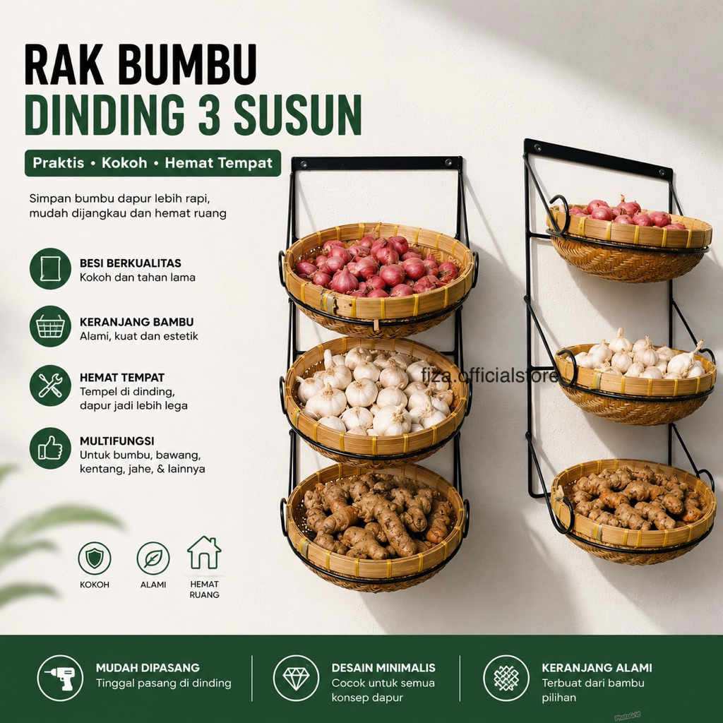 ONE SET BESI+ANYAMAN RAK BUMBU DINDING GRATIS BAUT FISHER