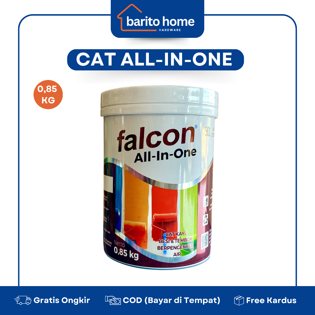 Falcon All In One Serbaguna - Cat Tembok Kayu & Besi 0.85 Kg - Cat Glossy Indoor Outdoor Campur Air 