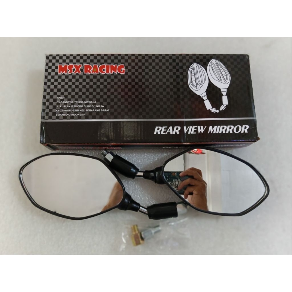 Spion Bubut Model Lampu, Spion Bubut Variasi MSX Racing Black/Hitam