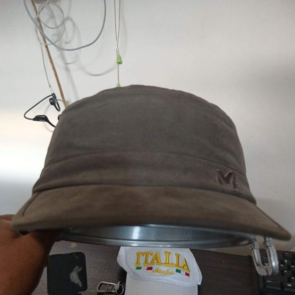 Topi komando military pake tutup kuping bahan katun lembut berlapis inner warna coklat MILLET second