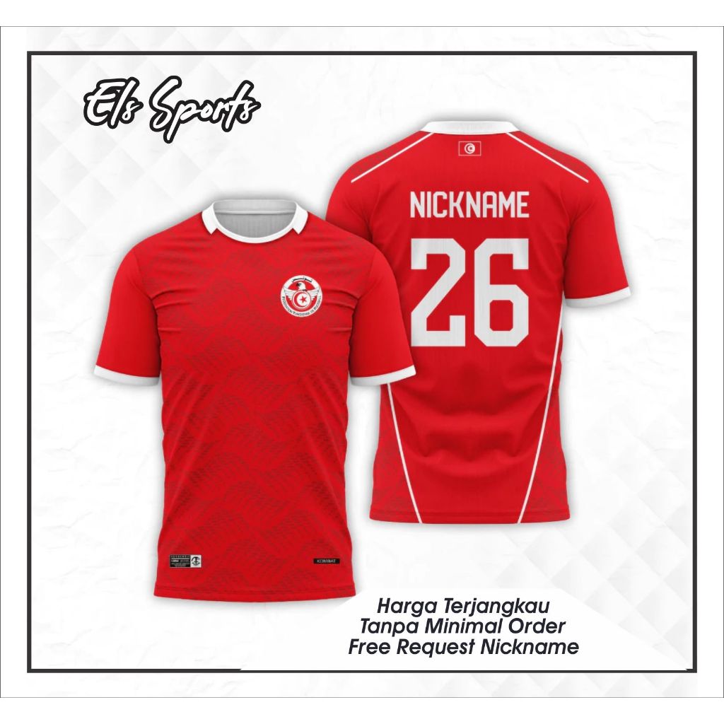 JERSEY BAJU BOLA TUNISIA TERBARU 2026 PIALA DUNIA FULLPRINTING BISA REQUEST NAMA DAN NOMOR