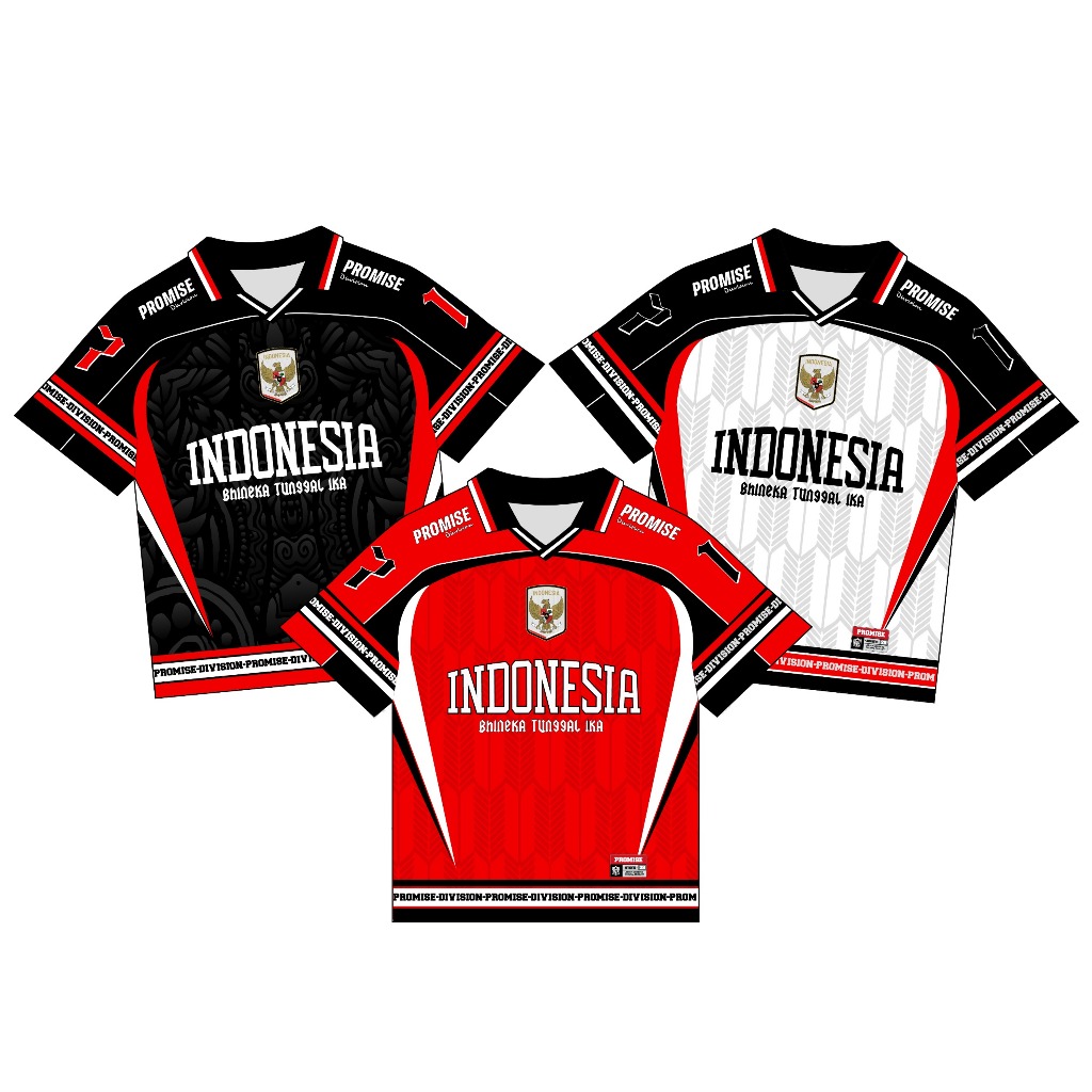 PROMISE Jersey Indonesia Kemerdekaan 17 Black Unisex Jumbo Sport Dry-fit Milano Full Printing Sublim