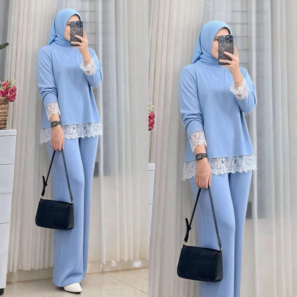 ONE SET KNIT SETELAN CELANA KULOT FULL KNIT