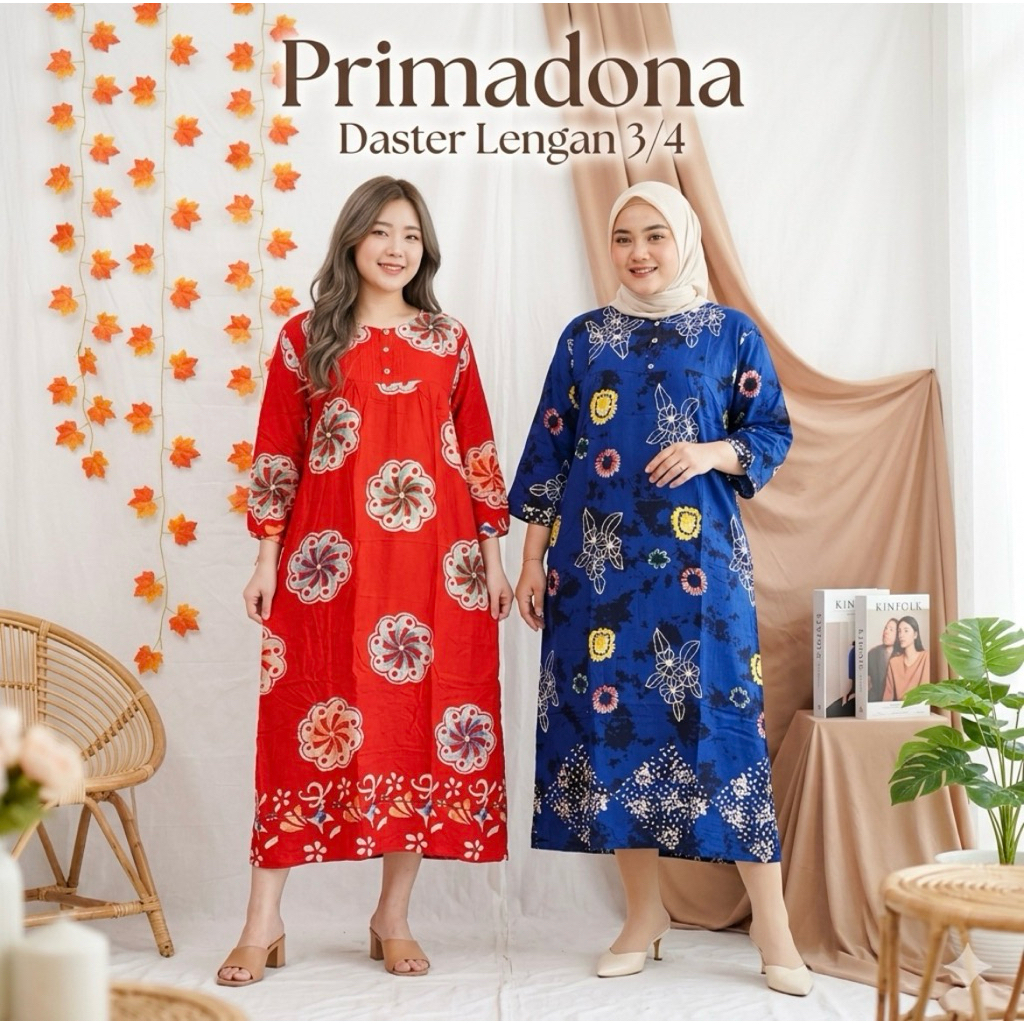 Daster Longdress Tangan 3/4 Primadona Batik Cetak Premium Daster Merek Primadona Batik Cetak Tangan 
