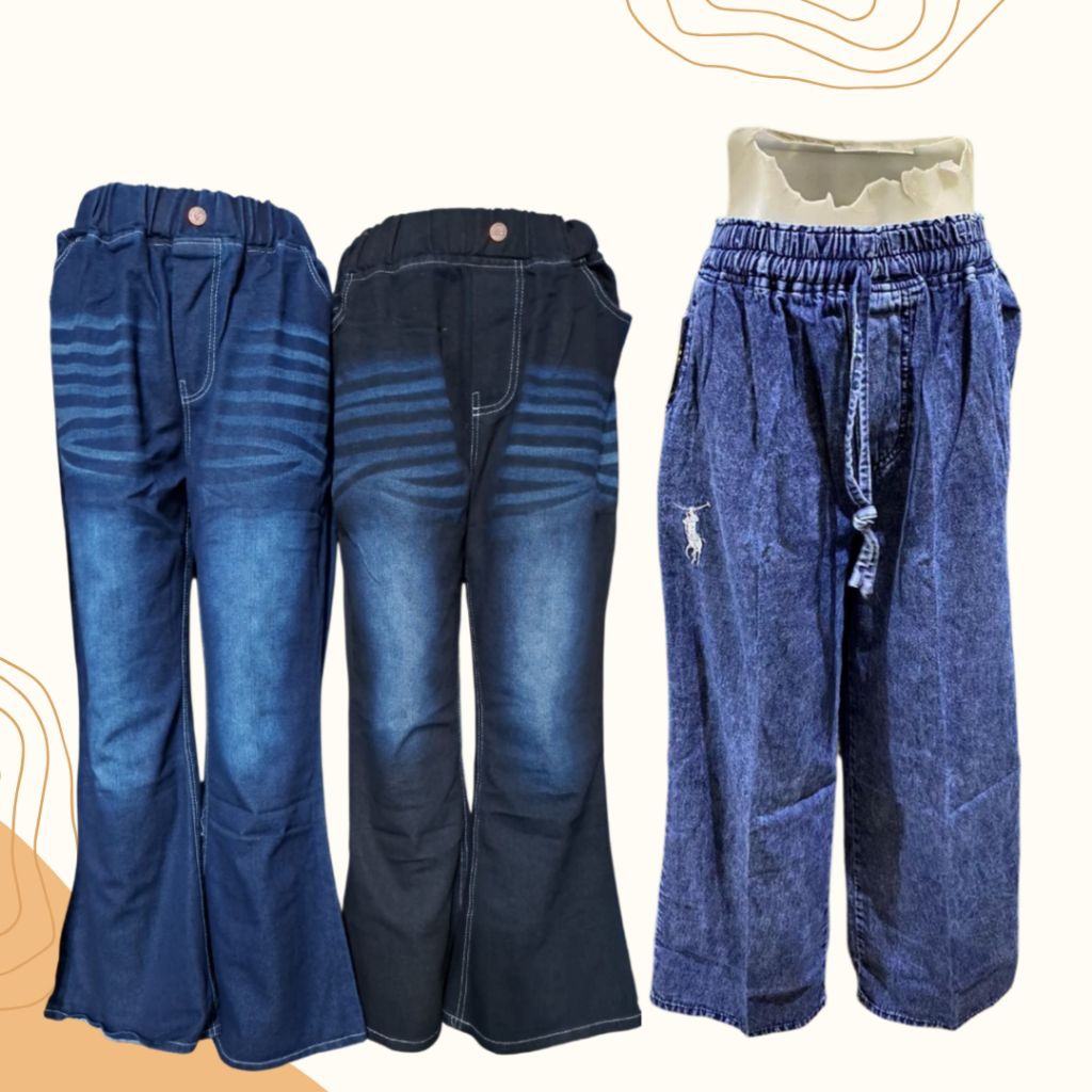 Celana Kulot & Cutbray Jeans Bordir Alo Polo MiuMiu Premium Wanita Kulot Jeans Loose Pants Denim Kar