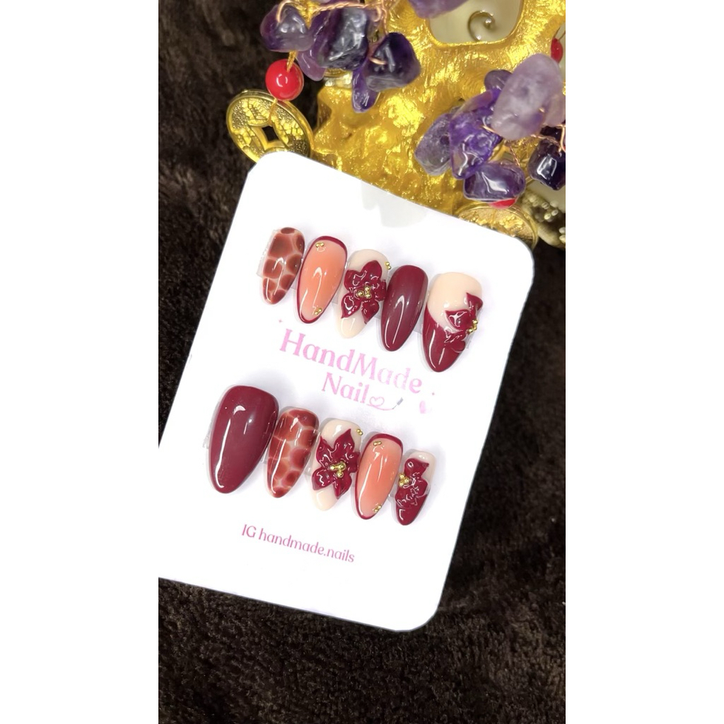 Fake Nails Maroon