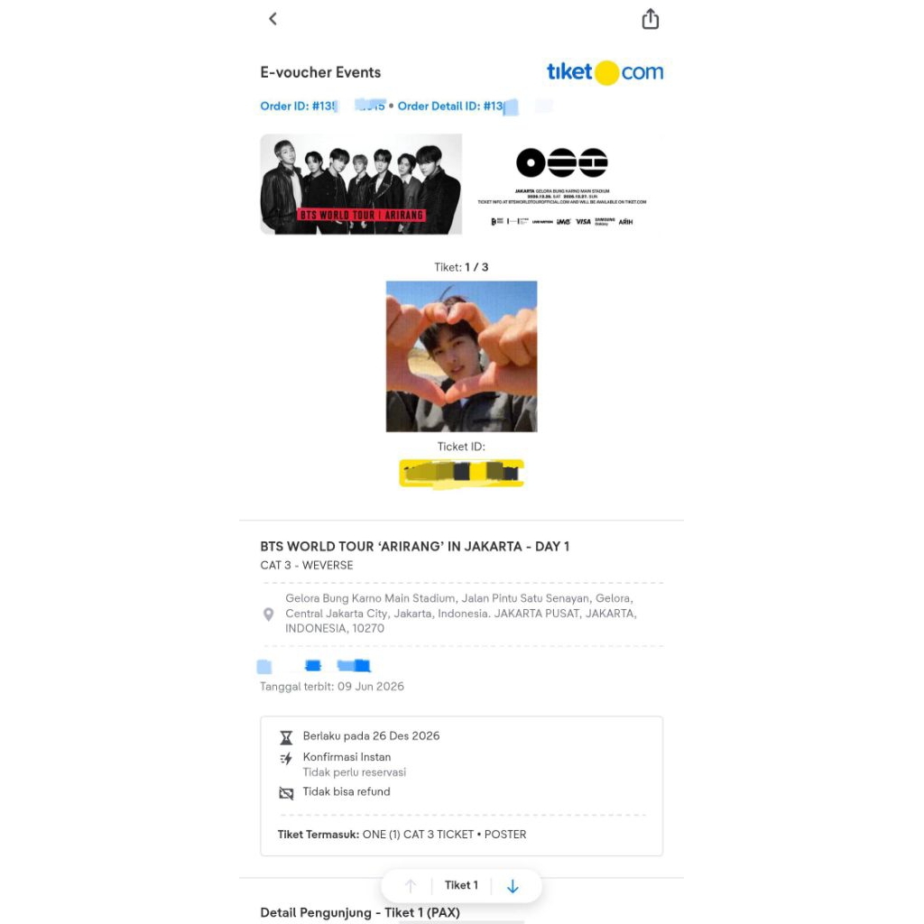 TIKET BTS ARIRANG DAY1