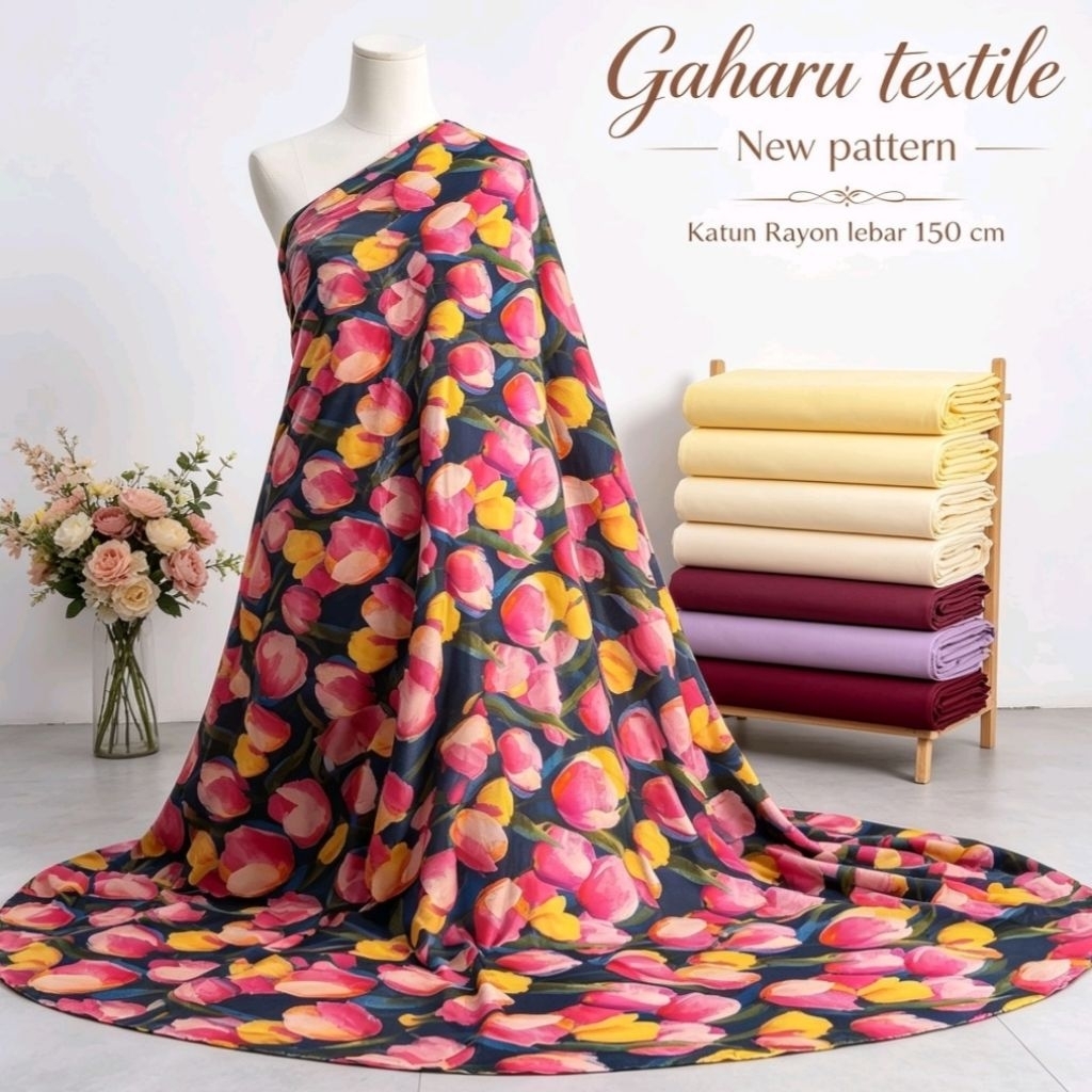 bahan katun rayon premium - rayon viscose motif - rayon viscose meteran (CTK)
