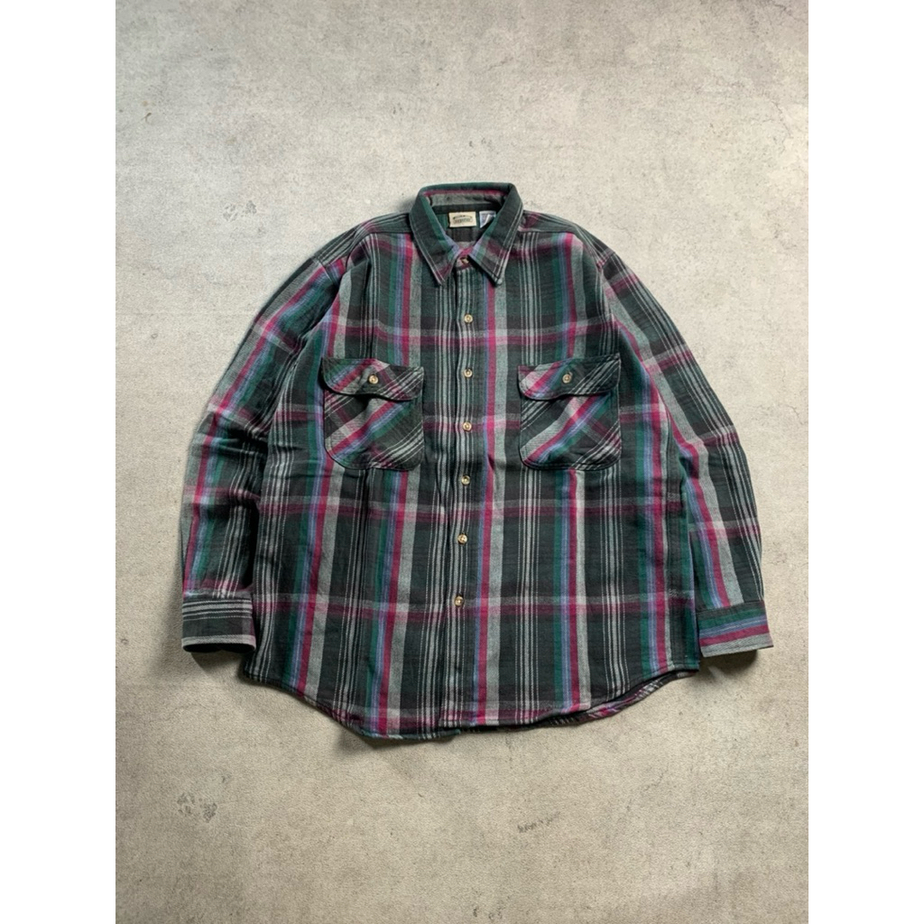 Vintage Five Brother Double Pocket Plaid Heavy Flannel Shirt