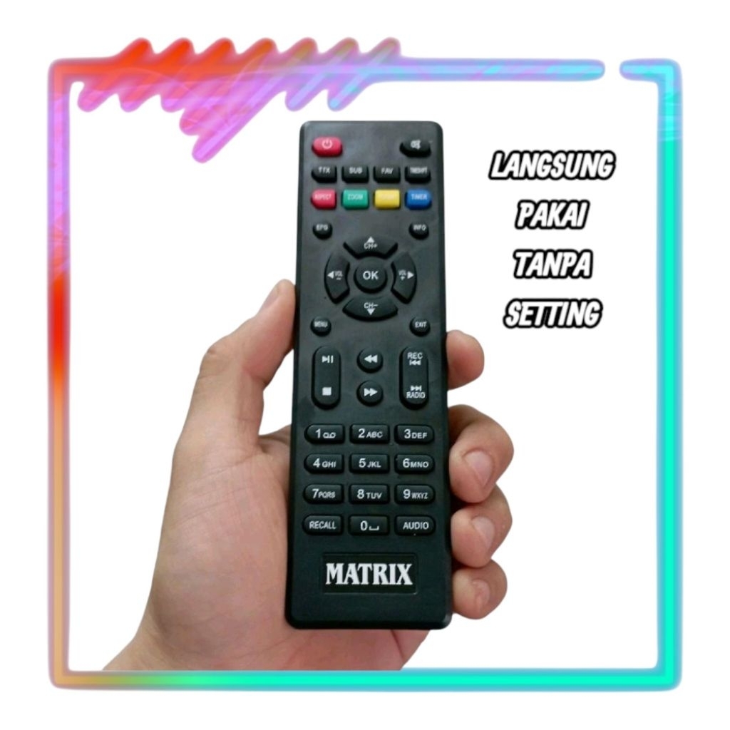 Remot Remote Set Top Box STB DVB-T2 HD UHF Pengganti Tanpa Setting Matrix Matrik Apple Merah Apple S