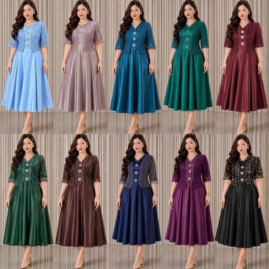 Dress 13774 Dress Satin Tile Combi Mutek2 - FZB