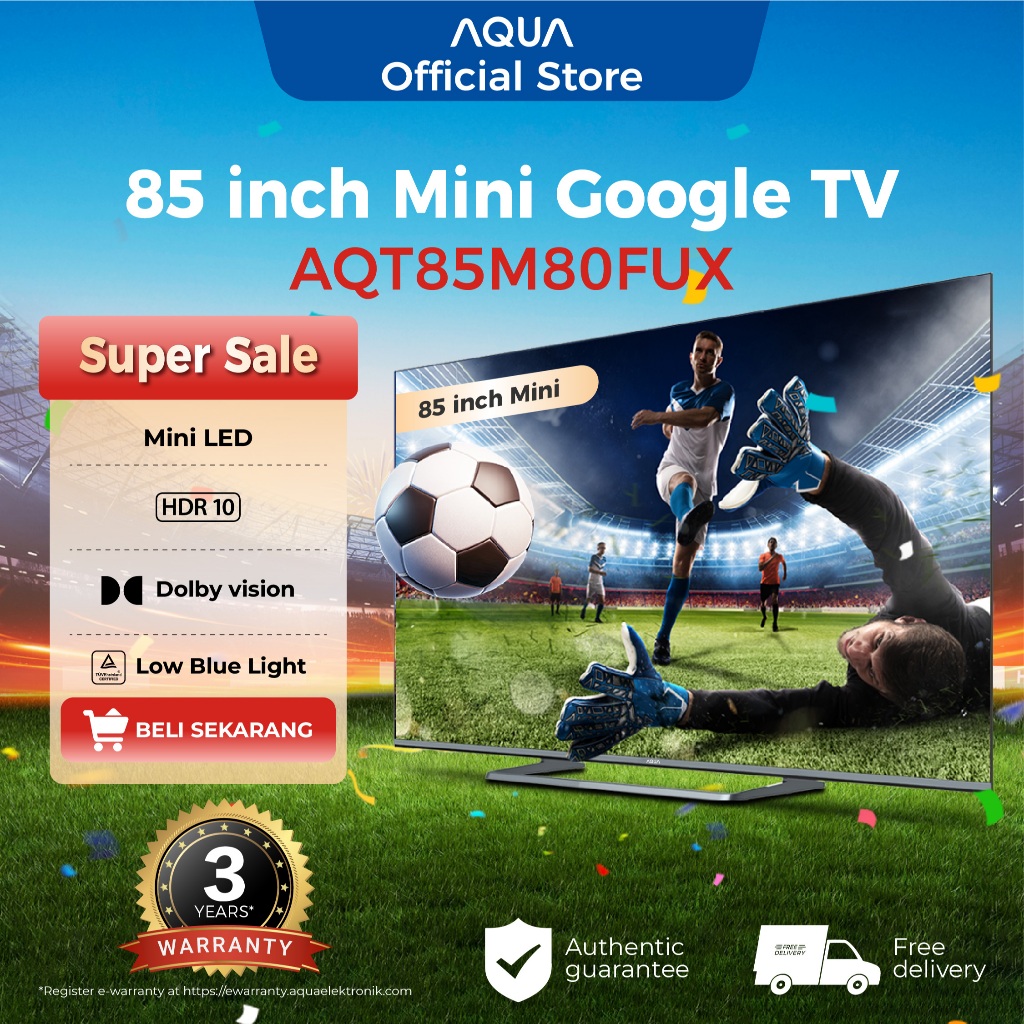 AQUA Elektronik TV AQT85M80FUX - 4K HDR - Google TV - Dolby Vision & Atmos - Chromecast Built-in