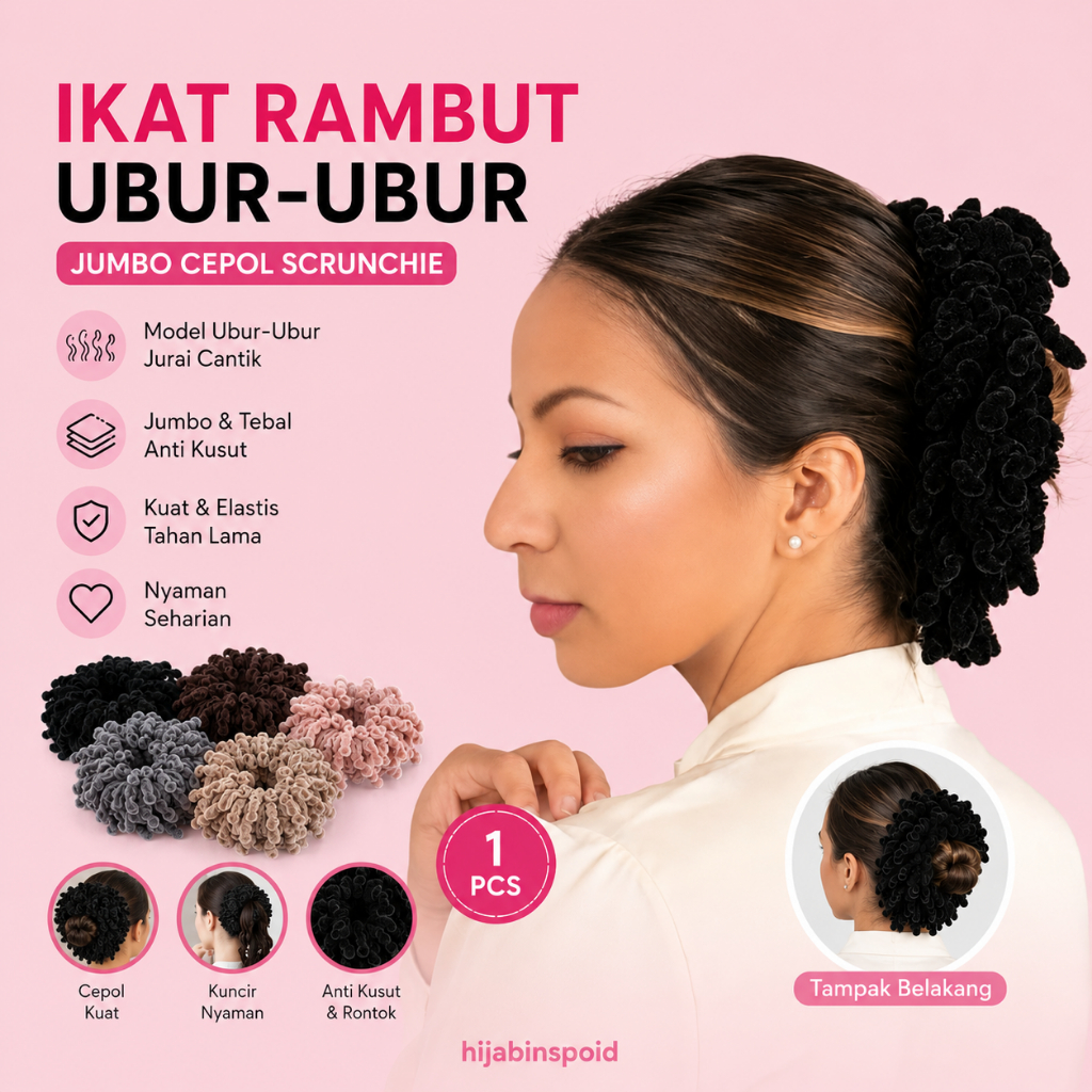 hijabinspo - Ikat Rambut Ubur Ubur Ikat Rambut Gurita Jumbo Cepol Scrunchie Hijab Jurai Kunciran Kun