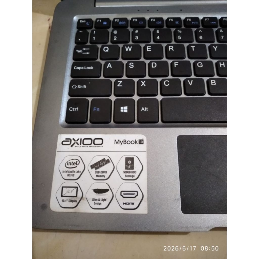 Keyboard dan Mousepad Notebook Axioo Mybook10, Intel Apollo Lake N3350,