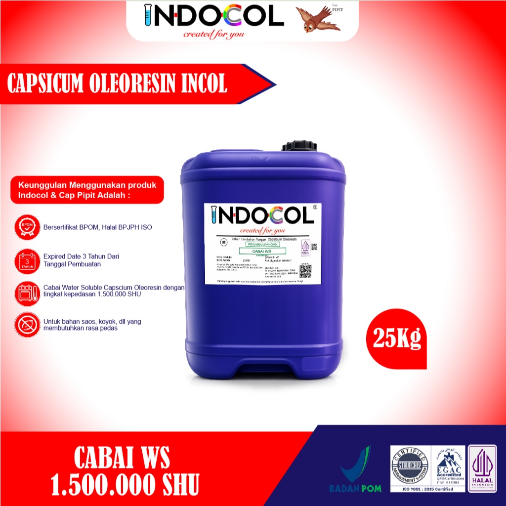 INDOCOL CAPSICUM WS Ekonomis Grade  (MINYAK CABAI WATER SOLUBLE) @25 KG