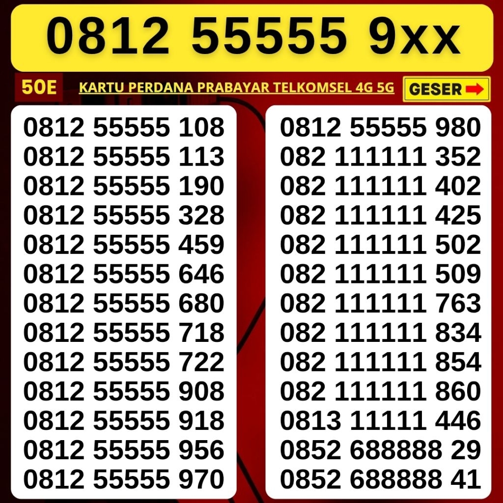 NOMOR CANTIK SIMPATI 11 digit 12digit TELKOMSEL 4G 5G NOCAN SIMPATI NOMER TELKOMSEL