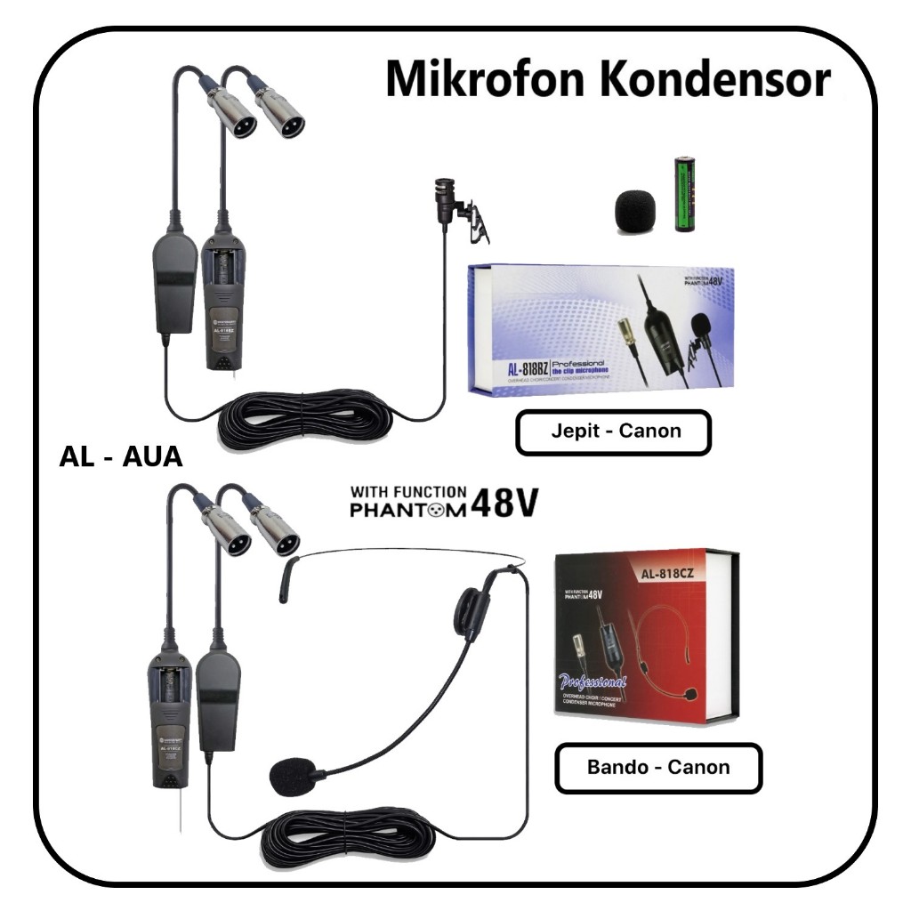 Mic Jepit Condenser headset Microphone JACK CANON PHANTOM 48V  - MIC BANDO KANCING Murah MA AUA bz/c