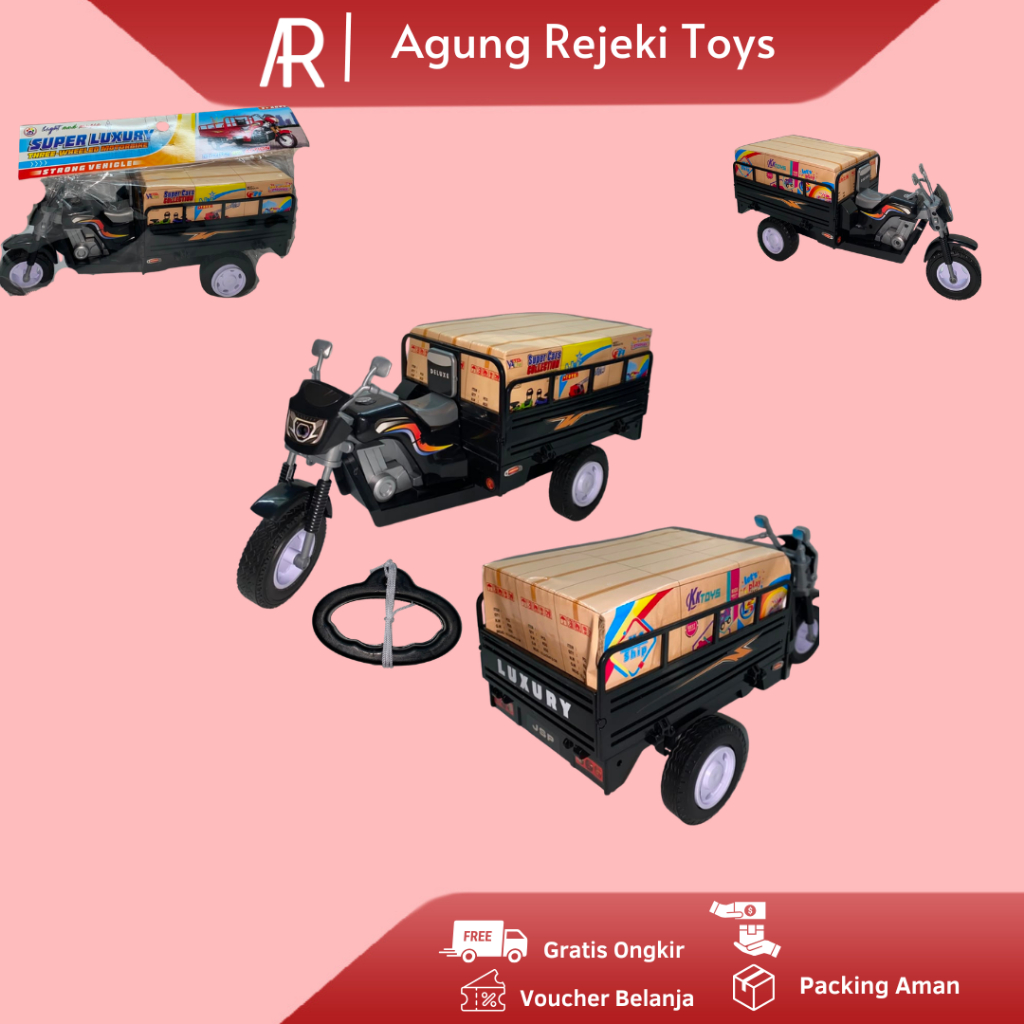 Mainan Anak Motor Tosa Roda 3 BO Lampu Musik Ditarik OT 07 MURAH