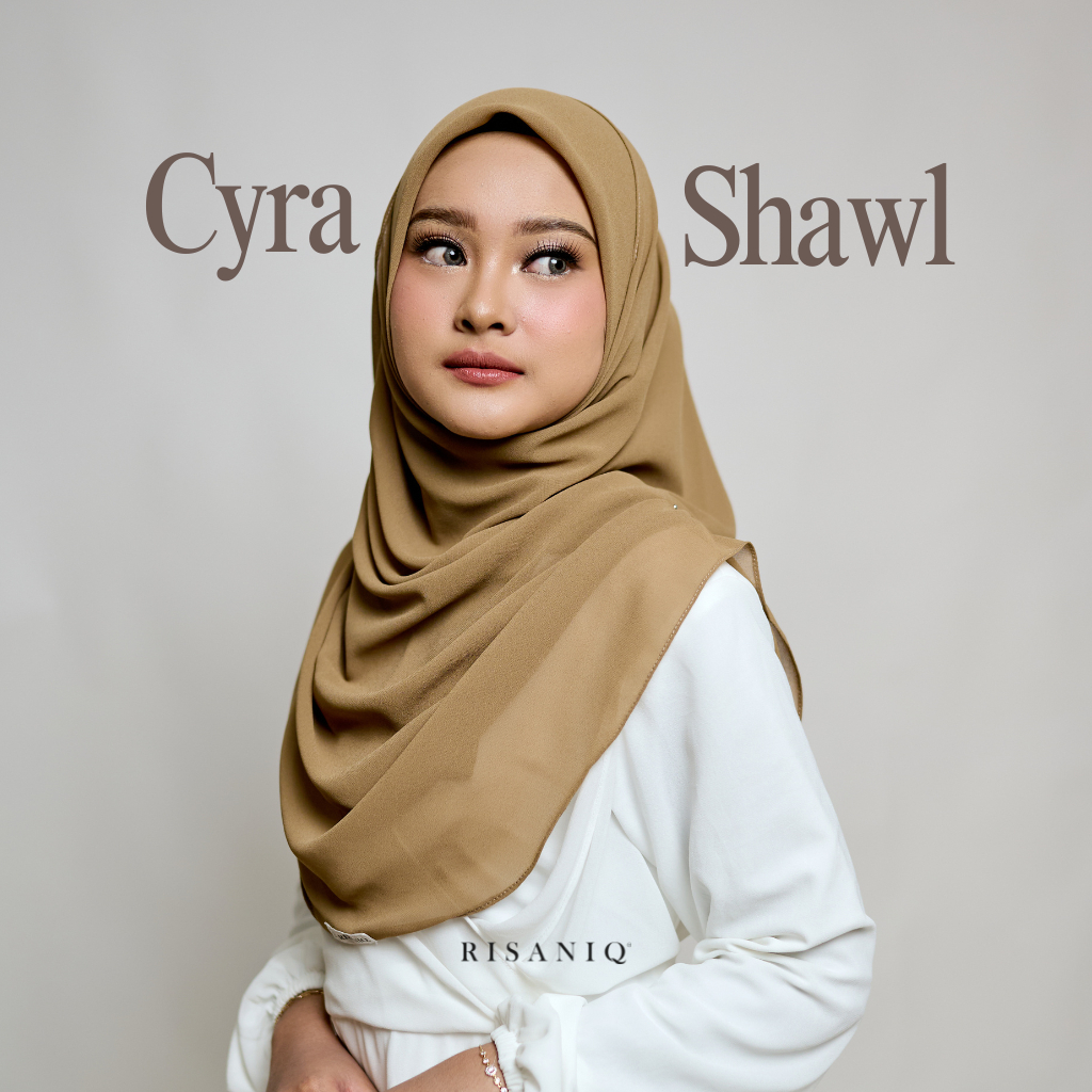 Risaniq- Cyra Shawl - HIjab Ceruty - Kerudung Cantik Ala Malay - Pashmina Malay Elegan dan Anggun