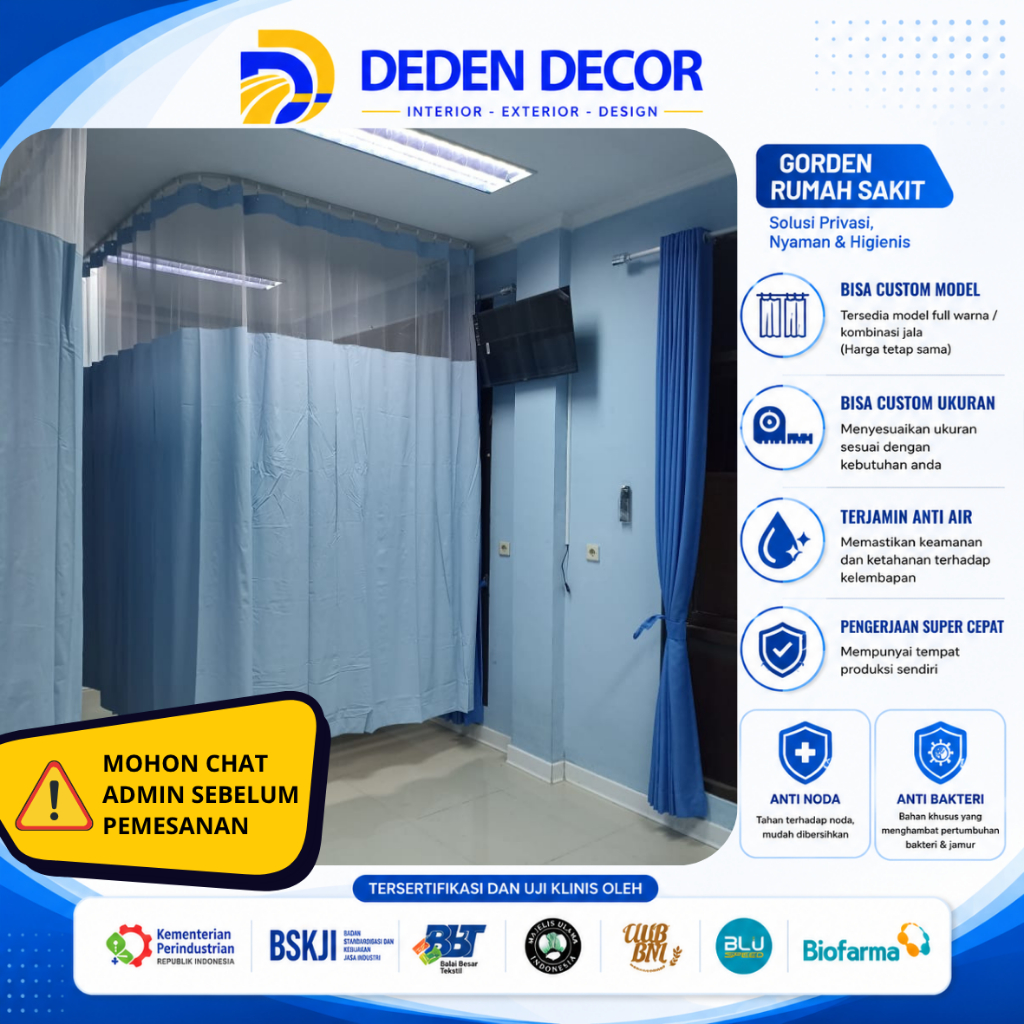 tirai gorden rumah sakit anti bakteri anti noda  berkualitas