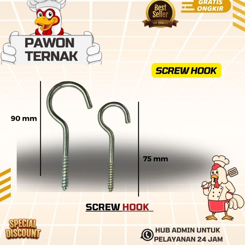 SCREW HOOK - Untuk Gantungan Pully
