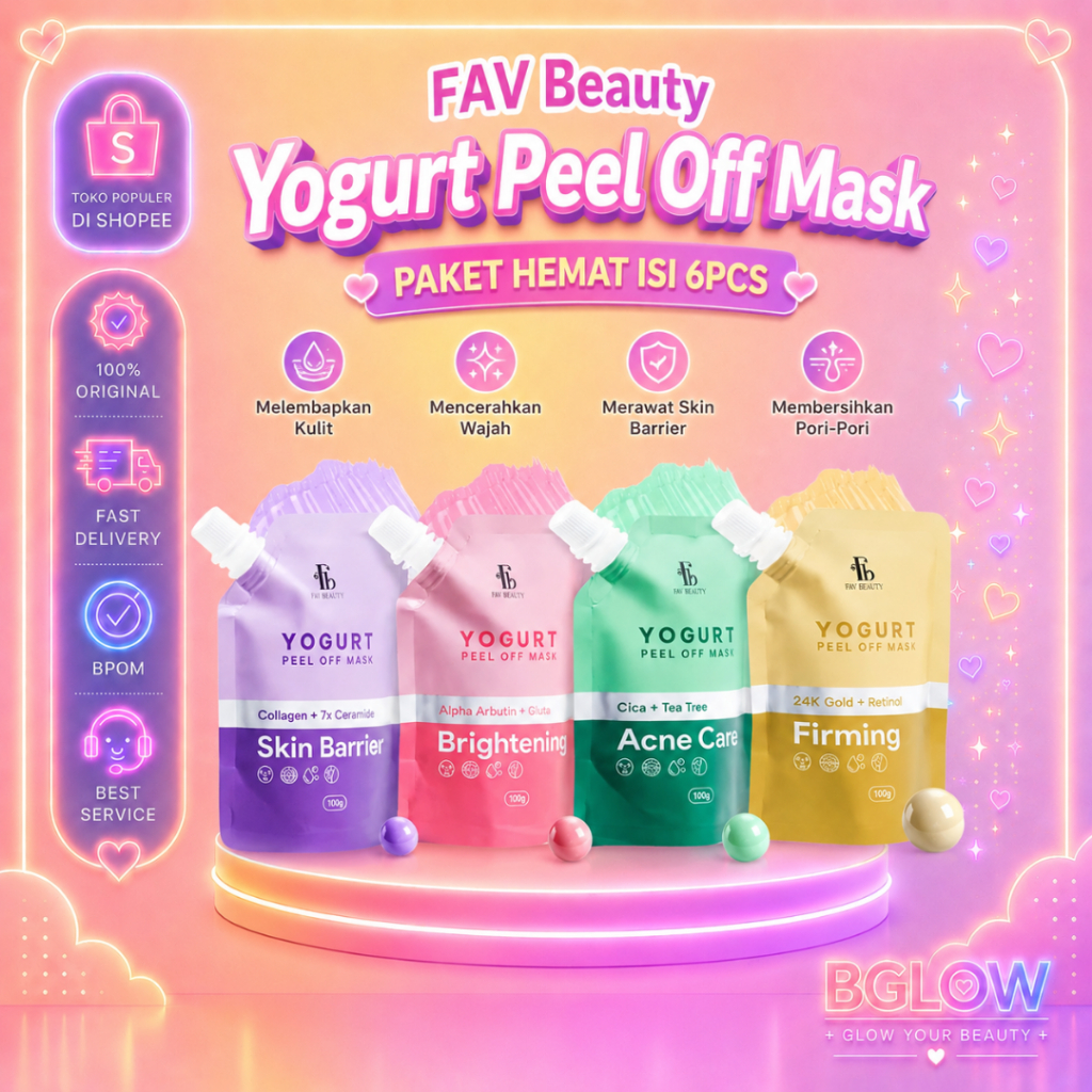 [ISI 6PCS] BUNDLE FAV MASK BEAUTY PAKET USAHA |FAV Beauty Yogurt Peel Off Mask | Acne Care Skin Barr