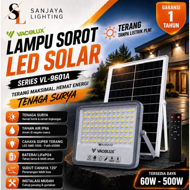 Lampu Sorot LED Solar Vacolux Terang 120W/360W/500W