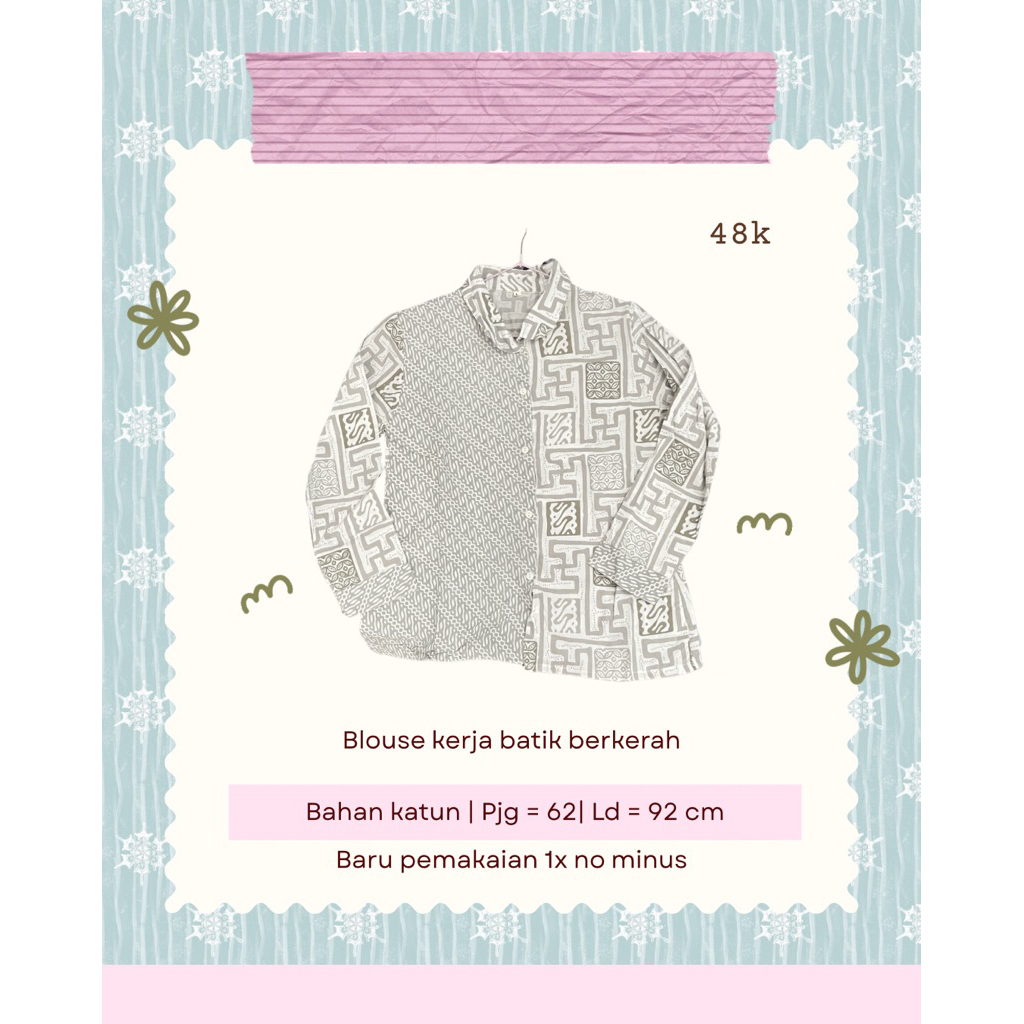 Blouse kerja batik berkerah