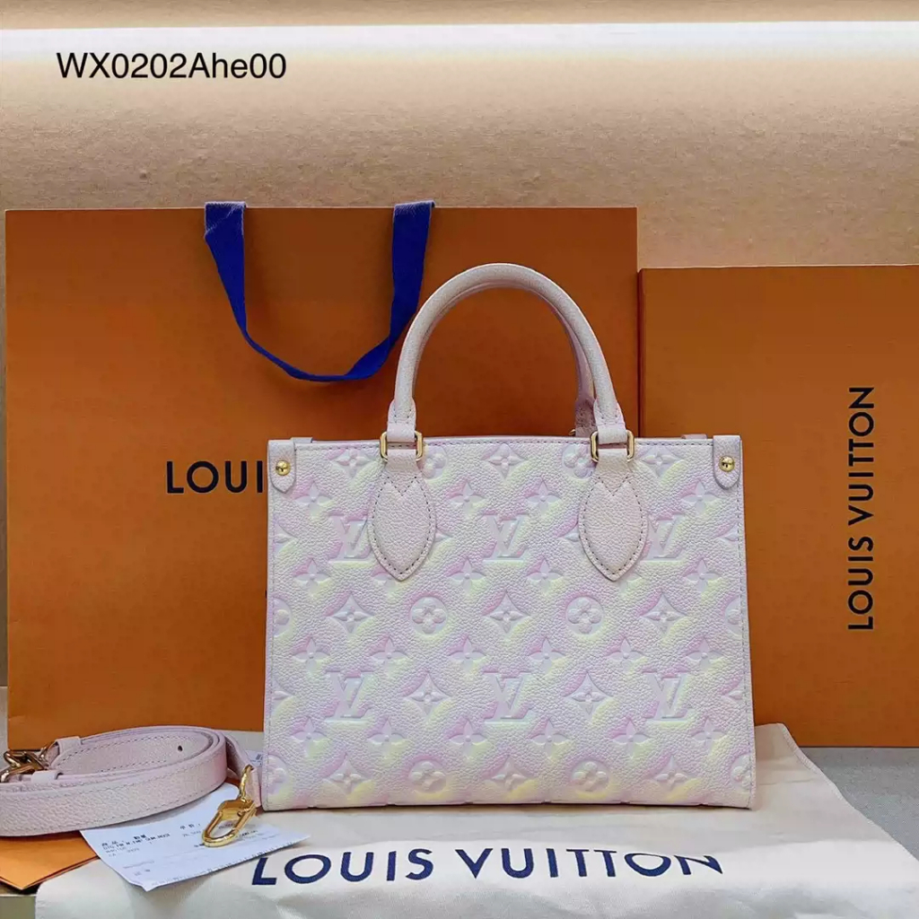 Tas Louis Vuitton OnTheGo PM M46168, tas tote ukuran kecil berbahan kulit sapi dengan efek gradasi w