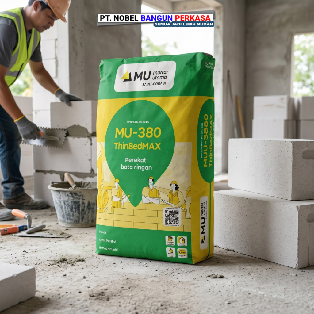 Perekat Bata Ringan MU380 Thinbed 40 Kg | Mortar Utama MU380 Semen Perekat Hebel Pasang Bata Ringan 