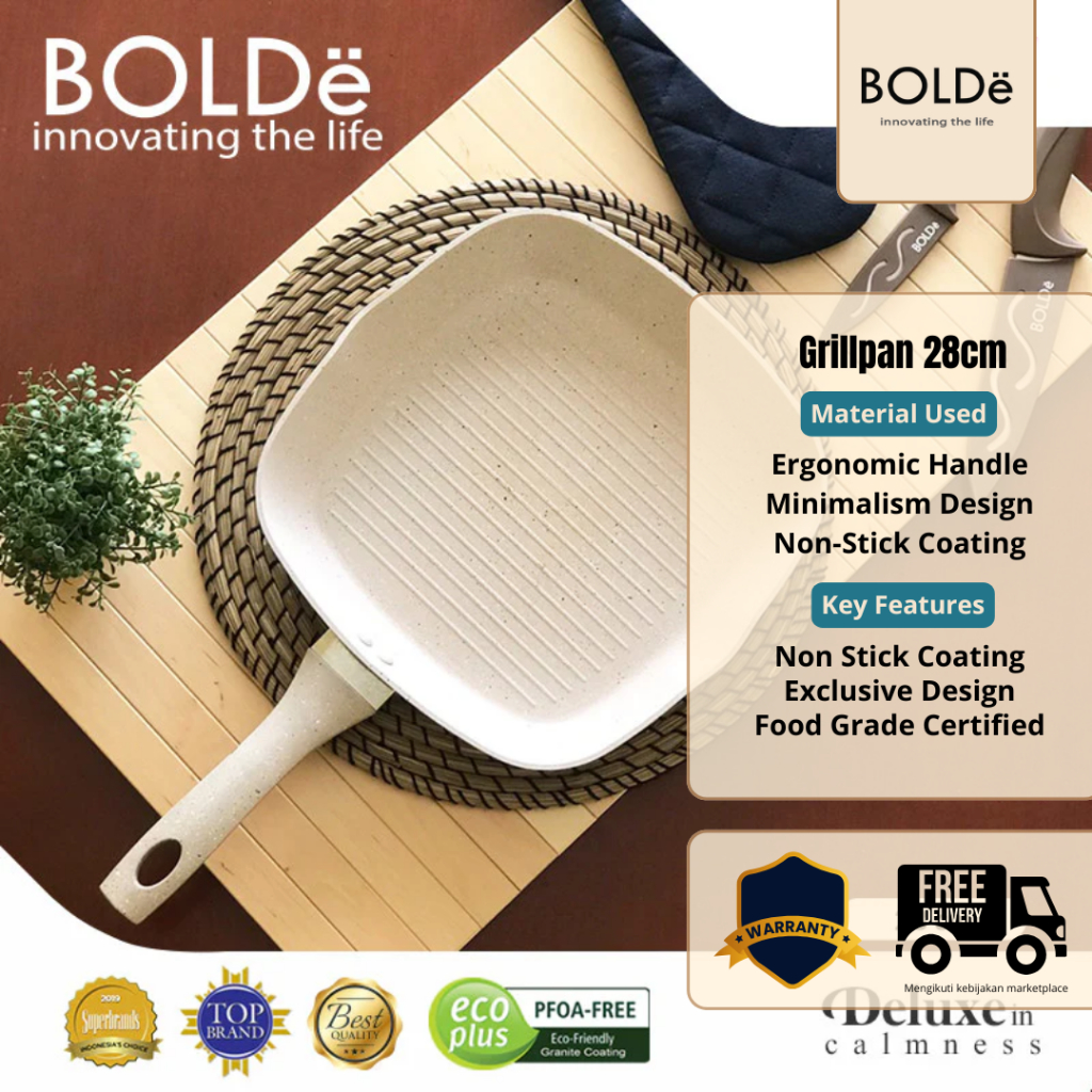 PANCI BOLDE SUPER PAN - PANCI ANTI LENGKET - PANCI MASAK - PANCI GRILLPAN 28cm - BOLDE
