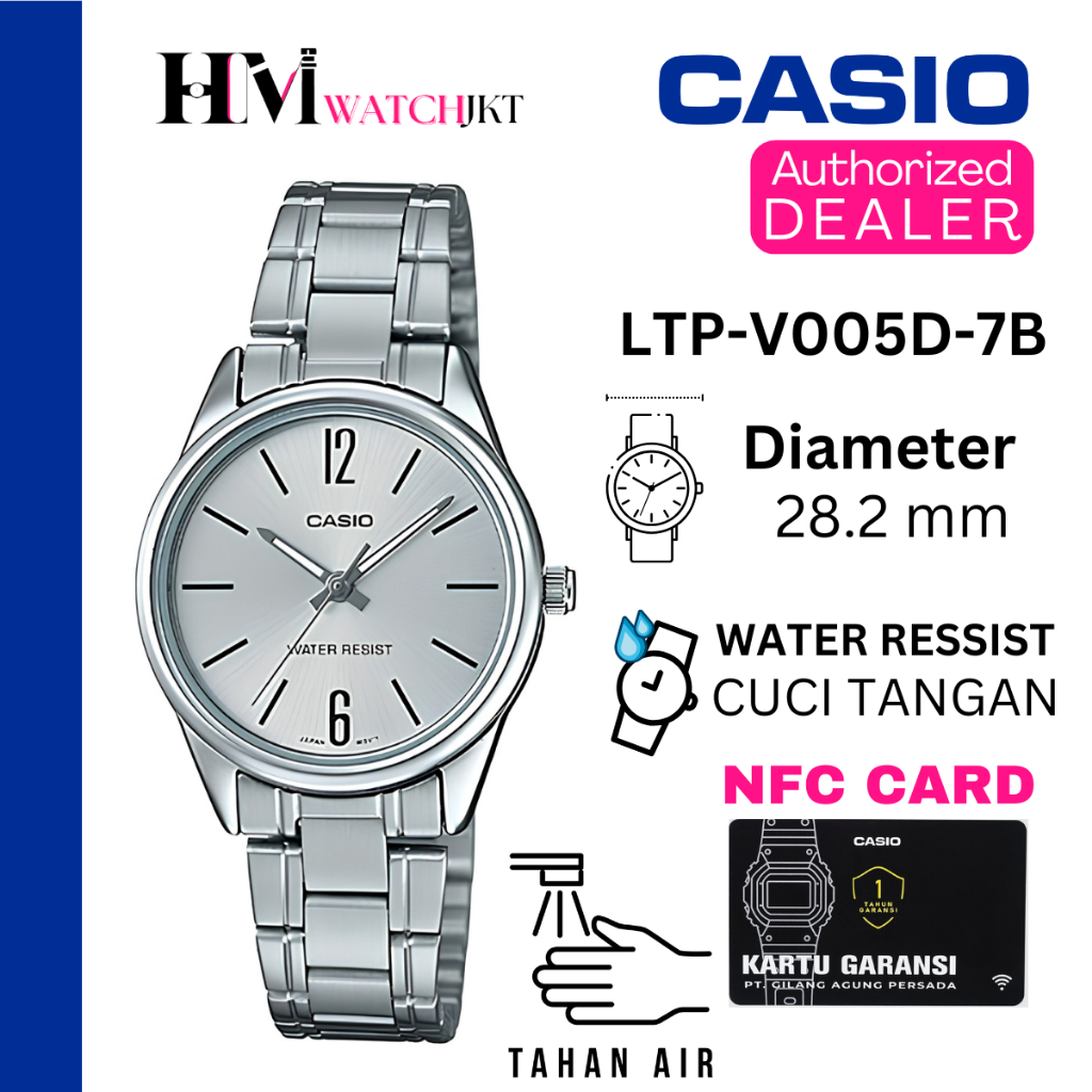 CASIO LTP-V005D-7BUDF Jam Tangan Wanita Original Analog Minimalis Antiair LTP-V005D-7B