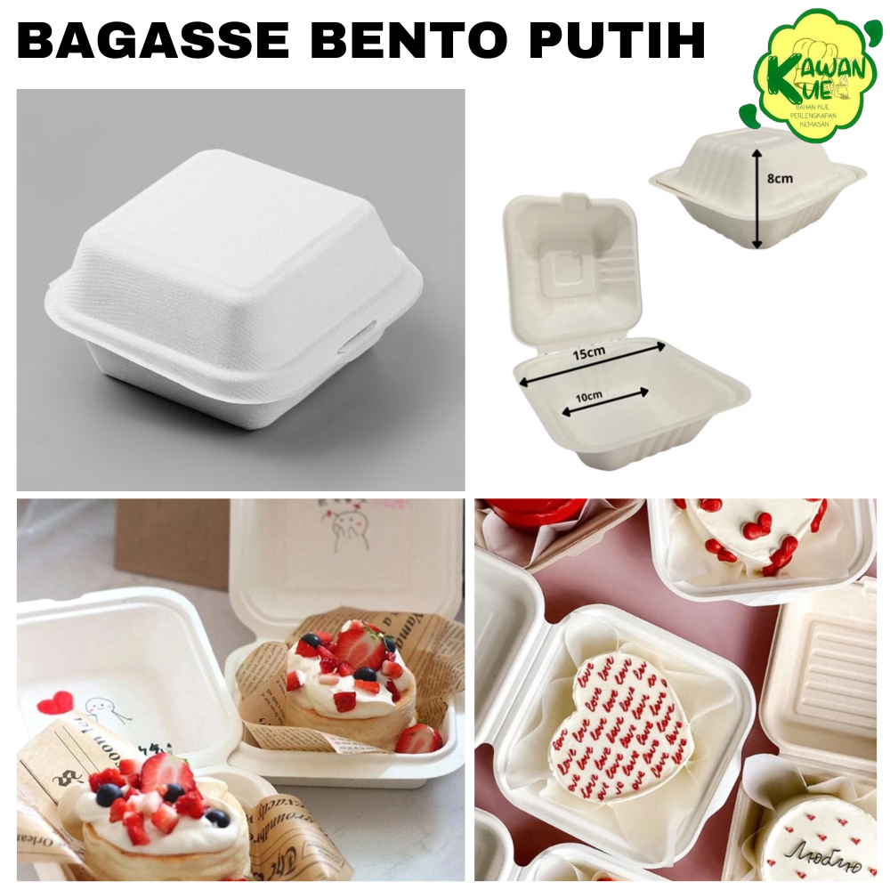 Bagasse Bento Box Cake isi 10pc - Box kue - Bento cake