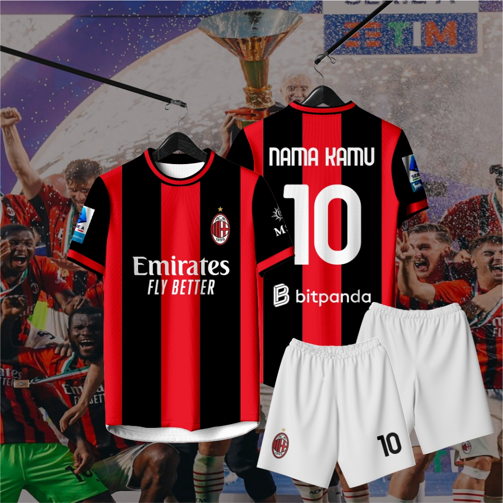 JERSEY AC MILAN 2026 2027 HOME FULL PATCH FULL PRINTING GRATIS PASANG NAMA DAN NOMOR