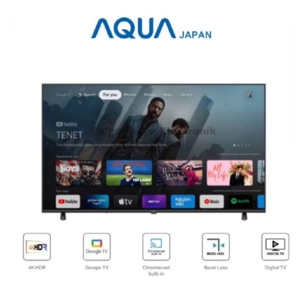 TV LED AQUA 43INCH GOOGLE TV AQT43K85FFX TV AQUA ANDROID 43 INCH