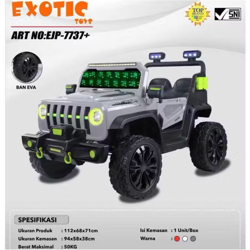 Mobil aki anak Jeep EJP 7737+ mobil anak listrik ban karet
