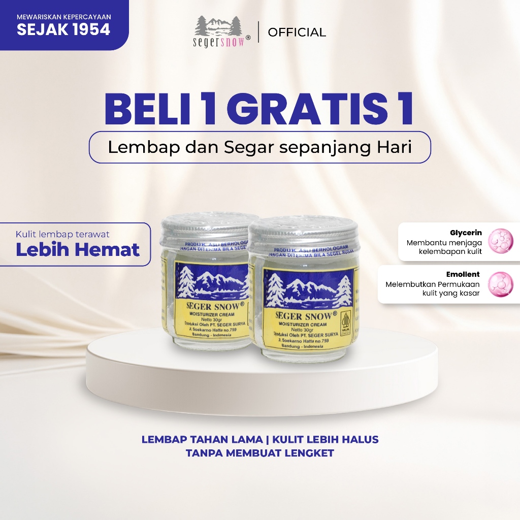 Seger Snow Moisturizer Cream 30gr Beli 1 Gratis 1 | Pelembab Wajah untuk Melembabkan & Mencerahkan d