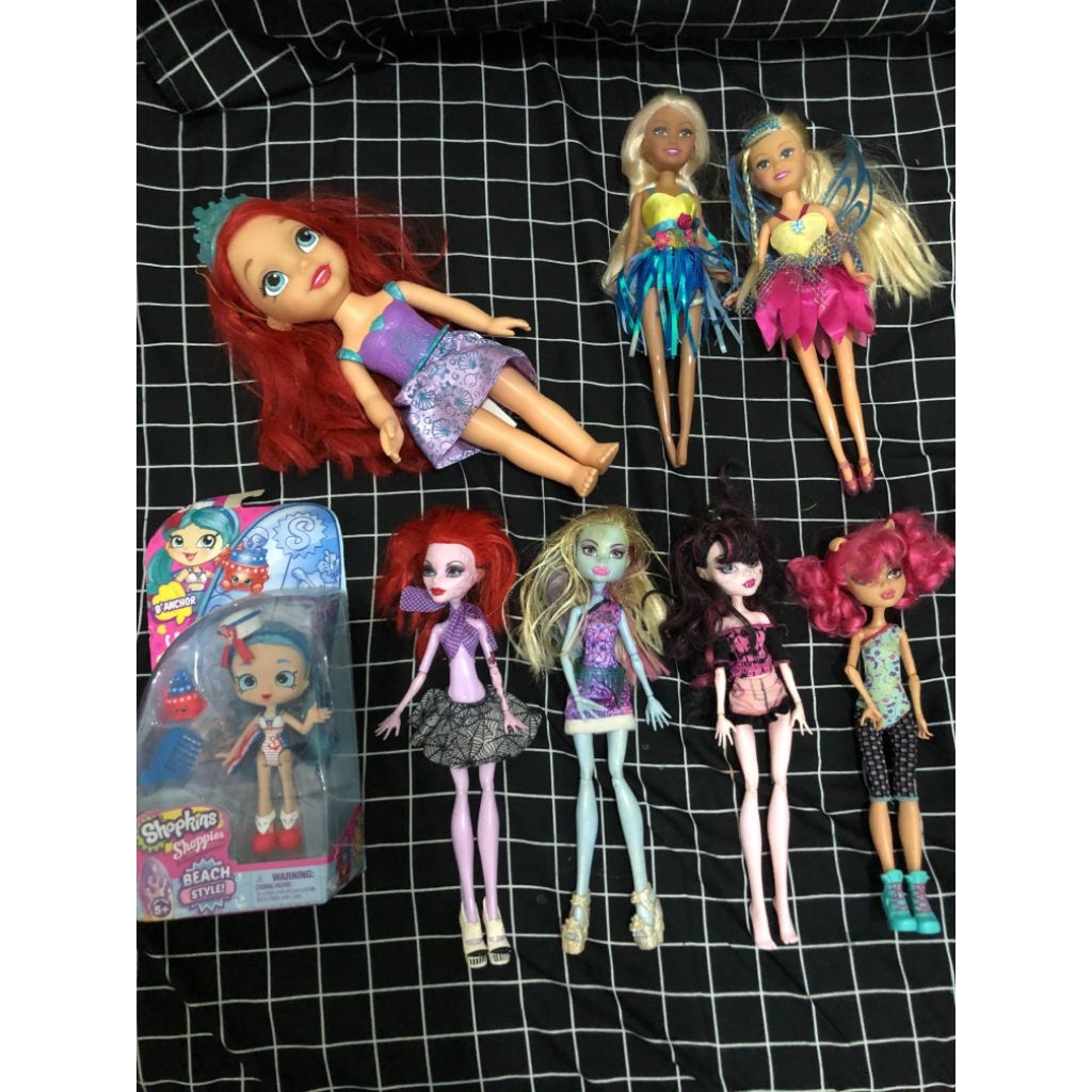 Boneka Monster High, Zuru, Shopkins, Ariel preloved.