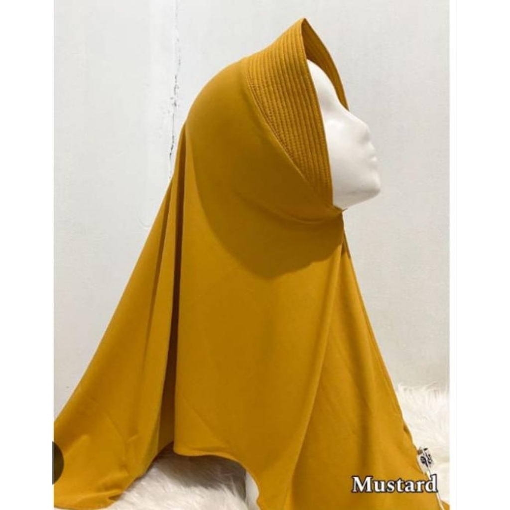Murah Jilbab/ hijab instan/hijab bergo murah warna kuning kunyit/mustard merk Keen gratis ongkir Siz