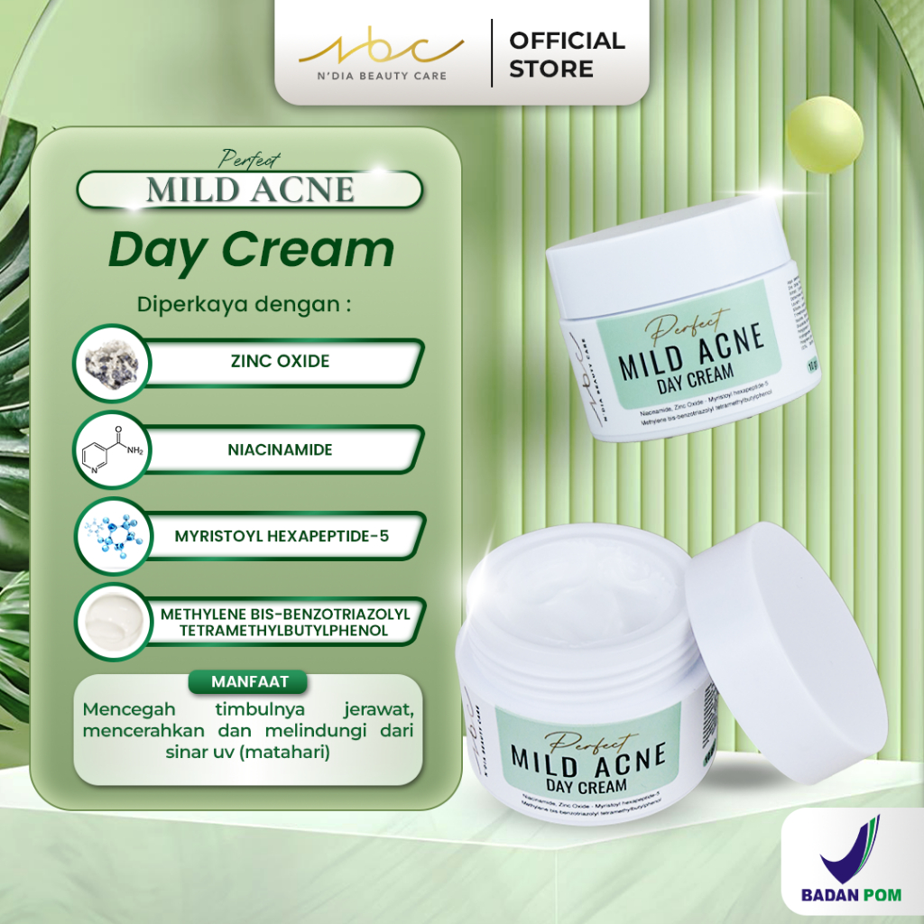 DAY CREAM MILD ACNE - CREAM JERAWAT - JERAWAT BERUNTUSAN - CREAM JERAWAT BPOM - NBC SKINCARE