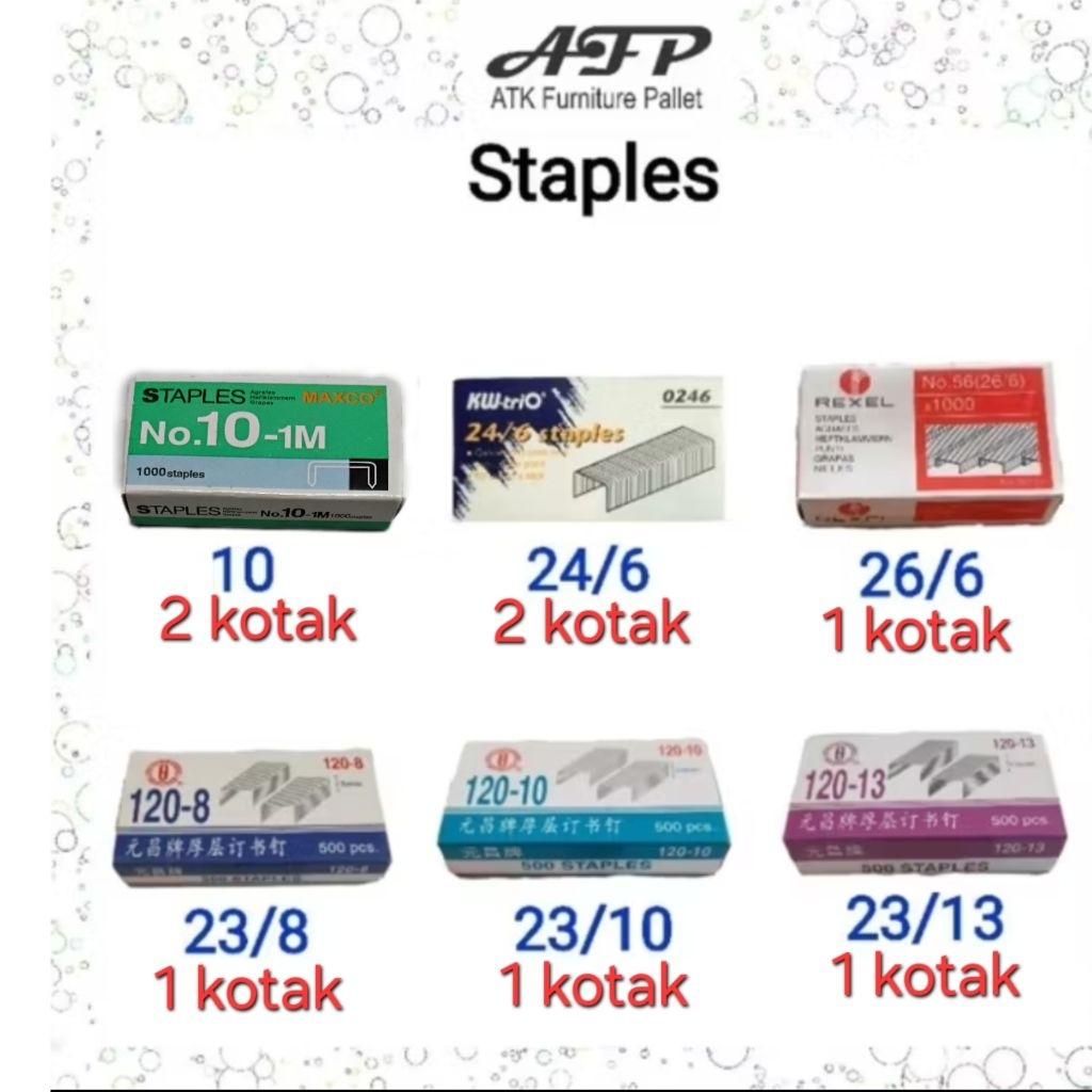 Staples 10 26 24 / 6 23 / 8 10 13 Isi Stapler