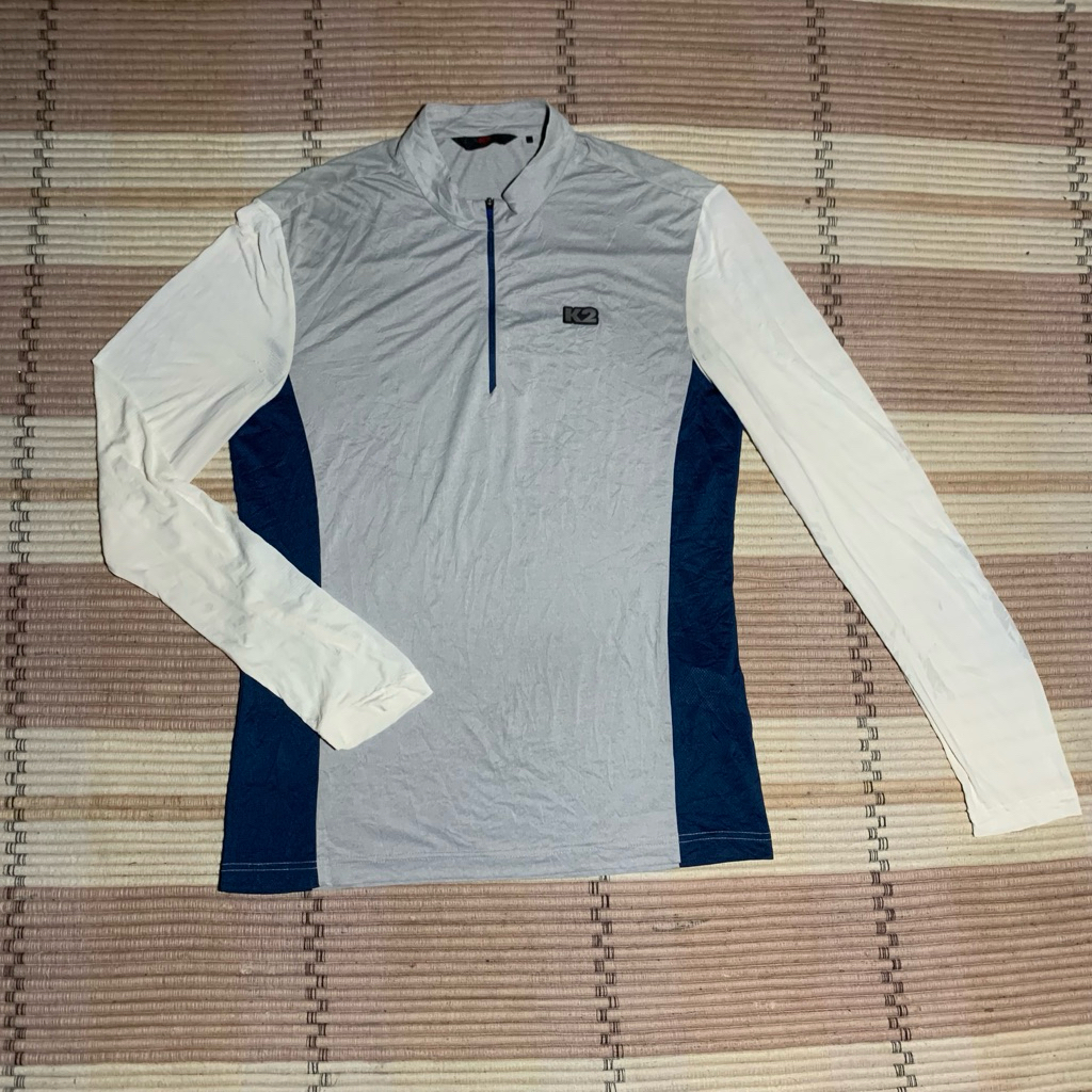 Baju K2 Sport Original Kaos Olahraga Lengan Panjang Zip Neck
