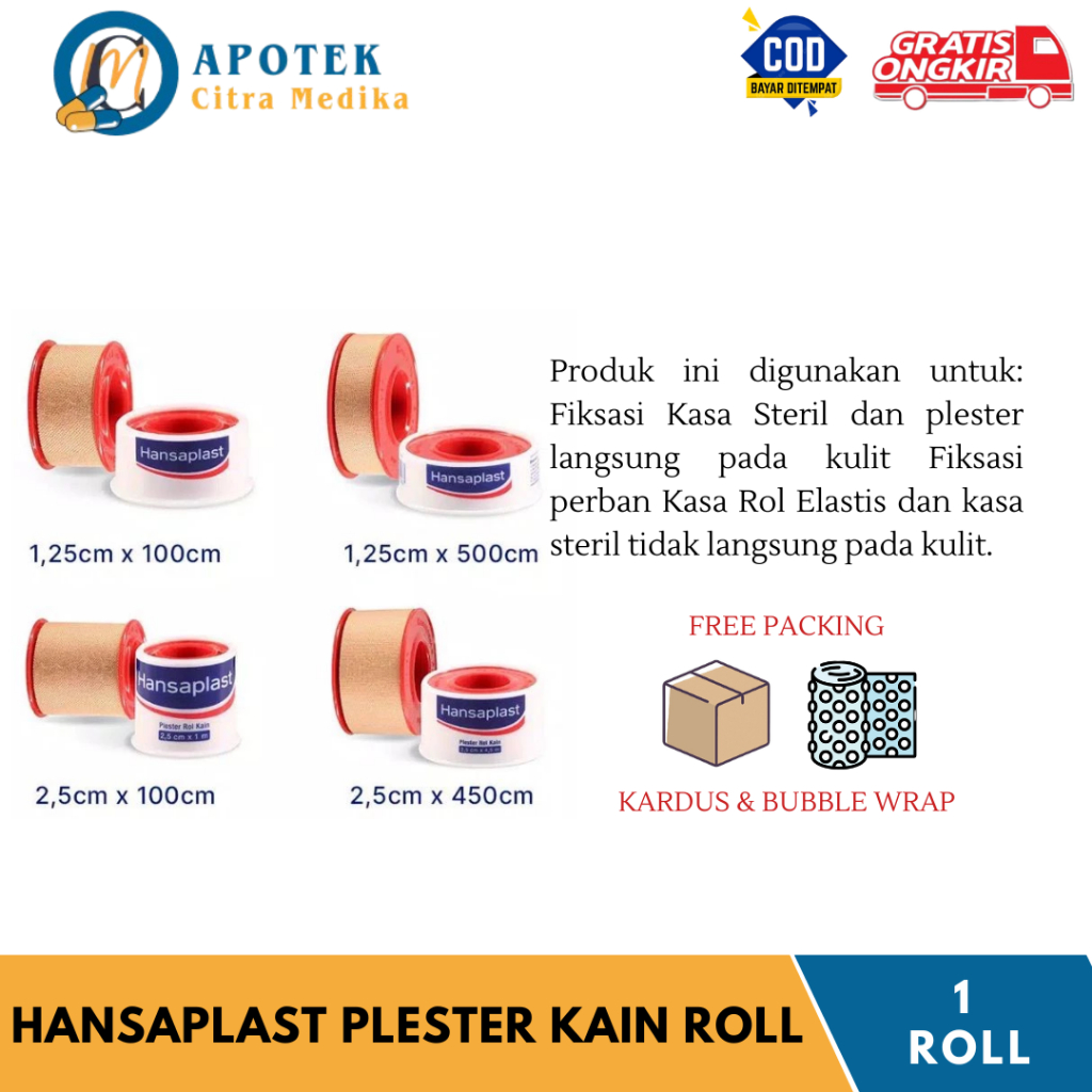 HANSAPLAST PLESTER (KAIN ROLL COKLAT @1 PCS) - PLESTER PEREKAT PERBAN
