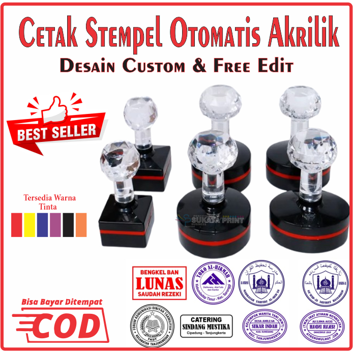 Cetak stempel custom | Cetak stempel flash custom gagang akrilik | Stempel otomatis flash