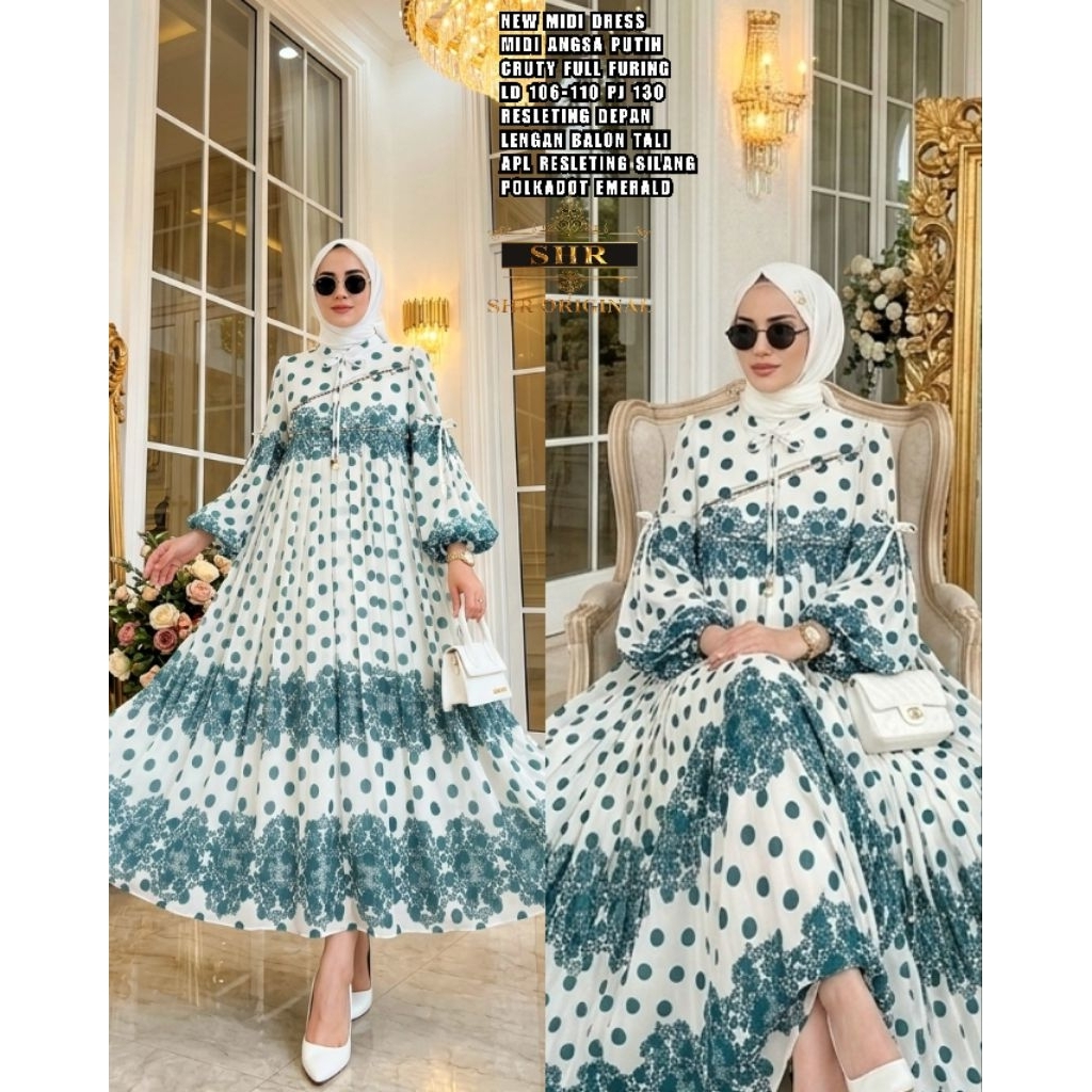 SHR MIDI DRESS SHR ANGSA POLKADOT SHR TERBARU VIRAL