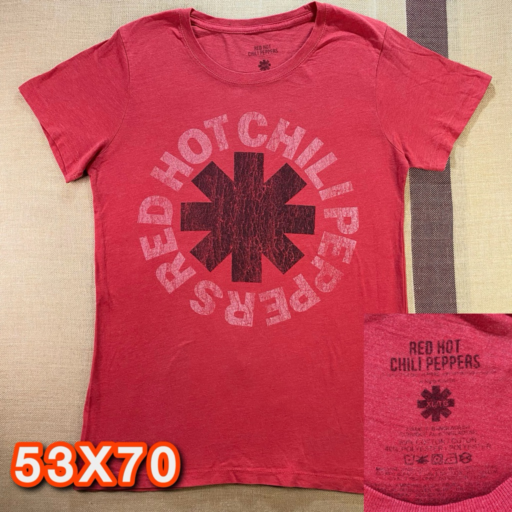 Kaos Band Red Hot Chili Peppers RHCP Logo Red Merch second Original